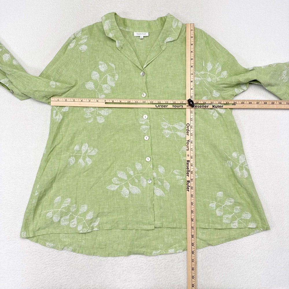 Habitat Tunic Top Womens Size XL Green Floral Linen Blend Lagenlook Mature - Picture 7 of 9